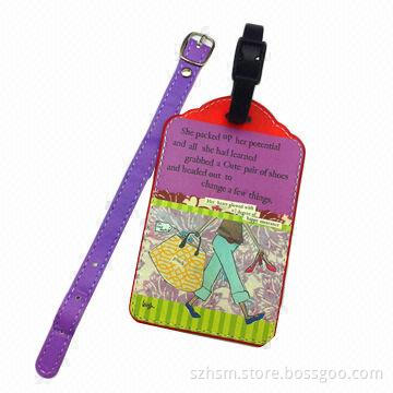 PU luggage tag, cartoon character, for promotional or gifts